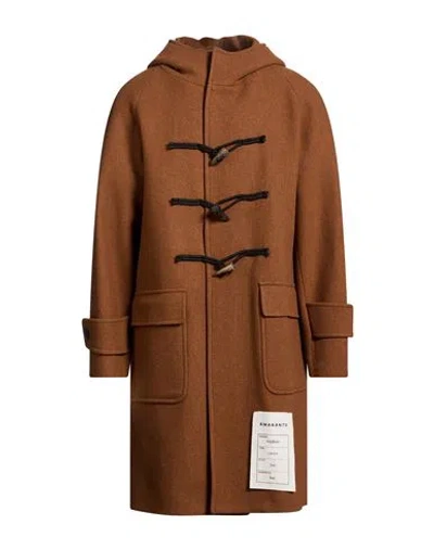 Amaranto Man Coat Brown Size 36 Wool, Polyester, Polyamide