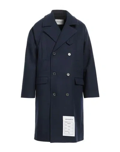 Amaranto Man Coat Navy Blue Size 38 Wool, Polyester, Polyamide