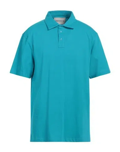 Amaranto Man Polo Shirt Azure Size Xxl Cotton In Blue