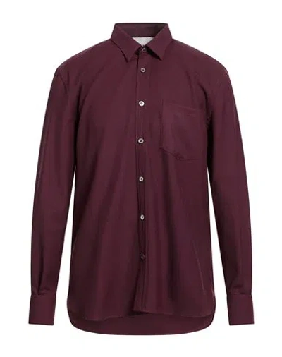 Amaranto Man Shirt Dark Purple Size 38 Virgin Wool, Elastane In Burgundy