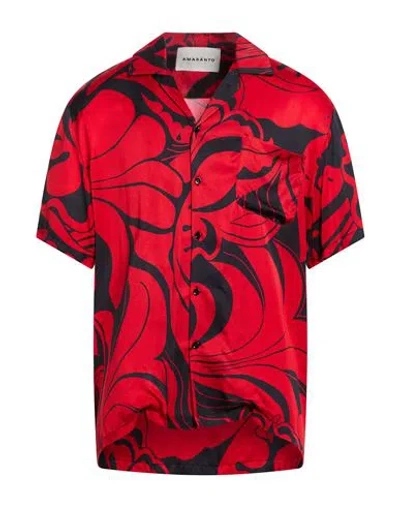 Amaranto Man Shirt Red Size 38 Viscose