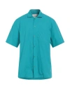Amaranto Man Shirt Turquoise Size 40 Cotton In Blue