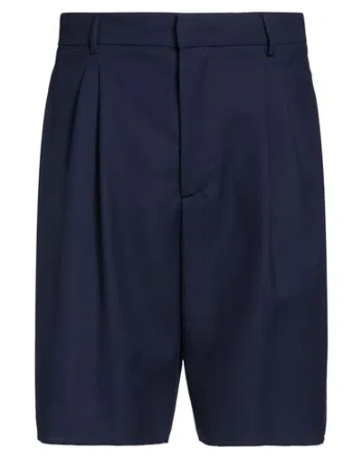 Amaranto Man Shorts & Bermuda Shorts Navy Size 30 Virgin Wool, Elastane In Blue