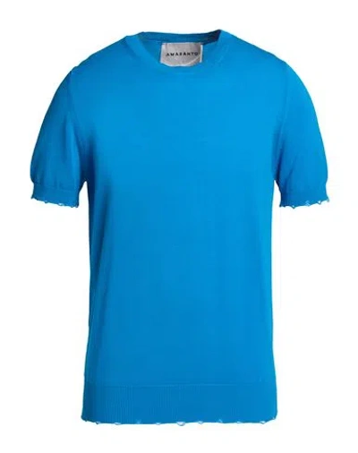 Amaranto Man Sweater Azure Size L Cotton In Blue