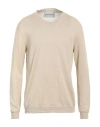 Amaranto Man Sweater Beige Size Xxl Linen, Cotton In Beige