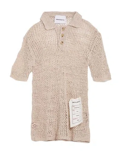 Amaranto Man Sweater Beige Size Xl Linen, Nylon In Neutral