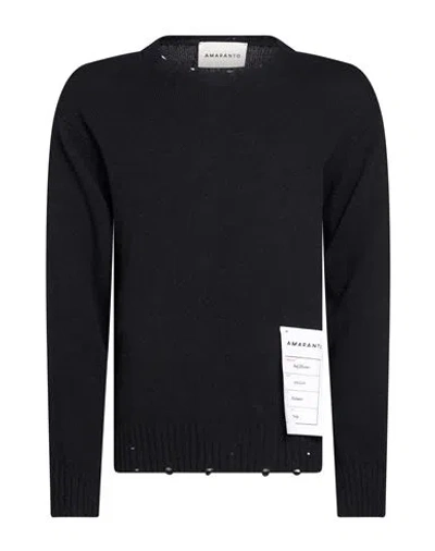 Amaranto Man Sweater Black Size S Wool, Cashmere In Blue