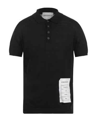 Amaranto Man Sweater Black Size M Linen, Cotton In Black