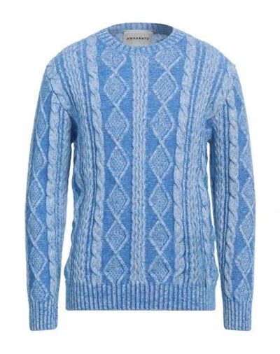 Amaranto Man Sweater Blue Size Xl Wool, Cashmere, Mohair Wool, Polyamide