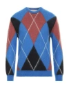 Amaranto Man Sweater Blue Size S Mohair Wool, Polyamide, Wool In Blue