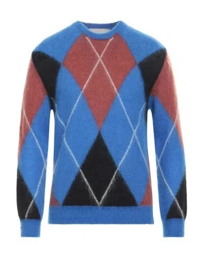 Amaranto Man Sweater Blue Size Xxl Mohair Wool, Polyamide, Wool