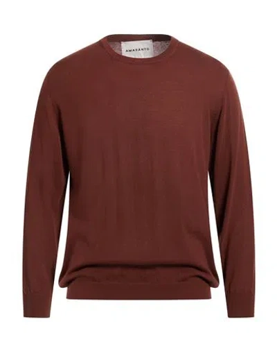 Amaranto Man Sweater Brown Size Xl Cotton
