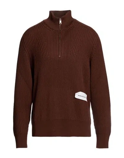 Amaranto Man Sweater Brown Size Xl Wool In Burgundy