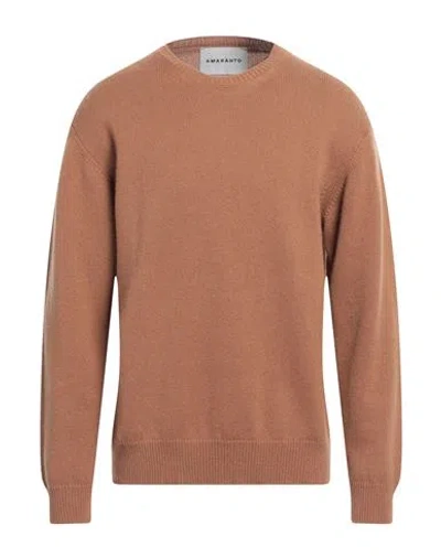 Amaranto Man Sweater Camel Size L Cashmere In Neutral