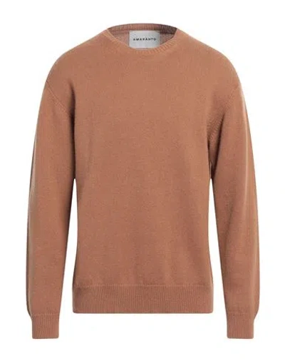 Amaranto Man Sweater Camel Size L Cashmere In Beige