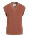 Amaranto Man Sweater Camel Size L Cotton In Beige