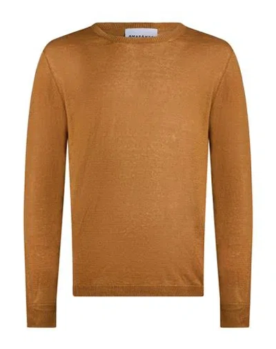 Amaranto Man Sweater Camel Size S Hemp In Beige