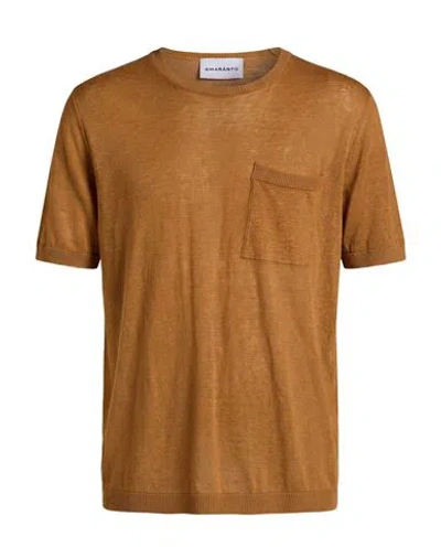 Amaranto Man Sweater Camel Size Xl Hemp In Brown