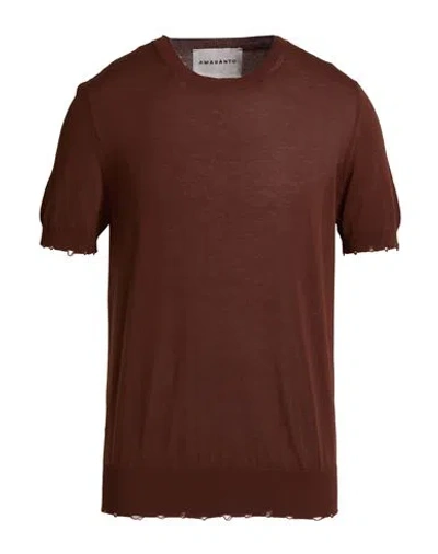 Amaranto Man Sweater Chocolate Brown Size Xl Cotton