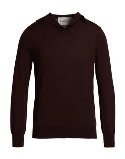 Amaranto Man Sweater Dark Brown Size Xl Wool In Burgundy