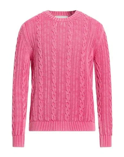 Amaranto Man Sweater Fuchsia Size L Cotton In Pink