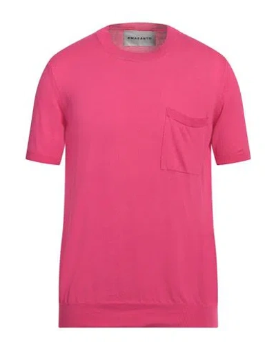 Amaranto Man Sweater Fuchsia Size M Cotton In Pink