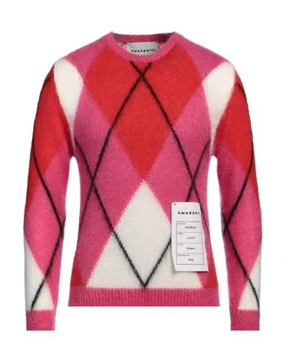 Amaranto Man Sweater Fuchsia Size M Mohair Wool, Polyamide, Wool In Pink