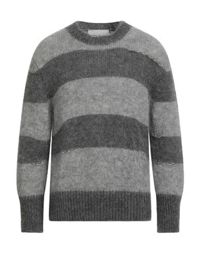 Amaranto Man Sweater Grey Size L Mohair Wool, Polyamide, Wool In Gray