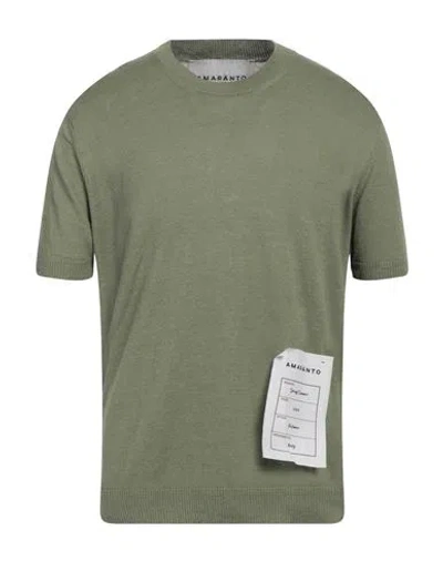 Amaranto Man Sweater Military Green Size Xl Linen, Cotton