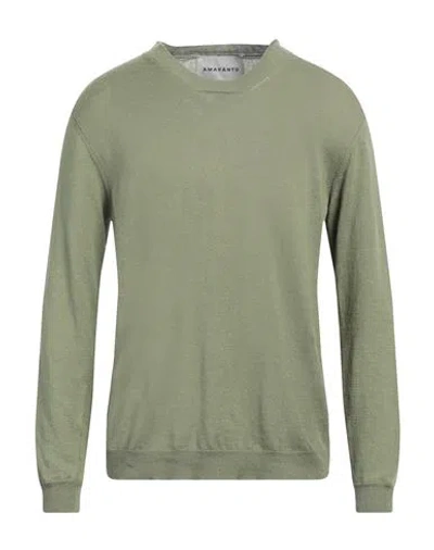 AMARANTO AMARANTO MAN SWEATER SAGE GREEN SIZE XL LINEN, COTTON