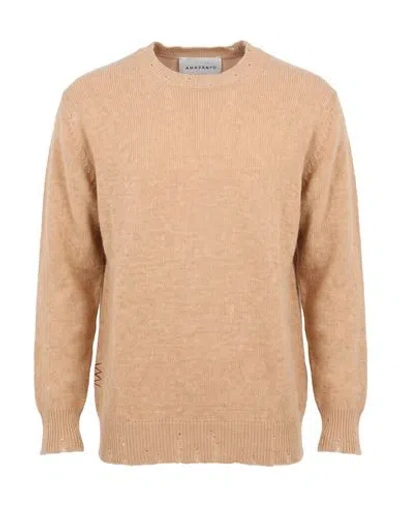 Amaranto Man Sweater Sand Size L Wool, Cashmere In Brown