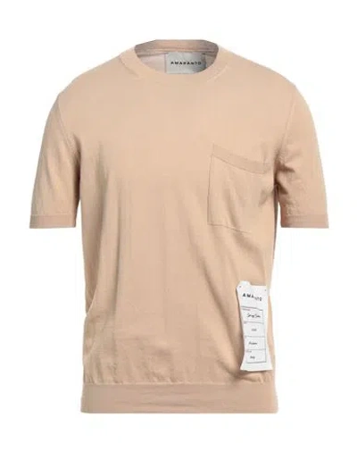 Amaranto Man Sweater Sand Size Xxl Cotton In Beige