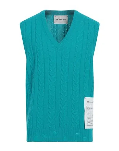 Amaranto Man Sweater Turquoise Size L Wool, Cashmere In Blue