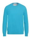 Amaranto Man Sweater Turquoise Size M Cotton In Blue
