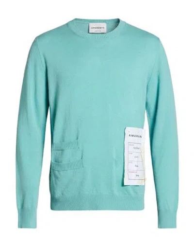 Amaranto Man Sweater Turquoise Size M Wool In Green
