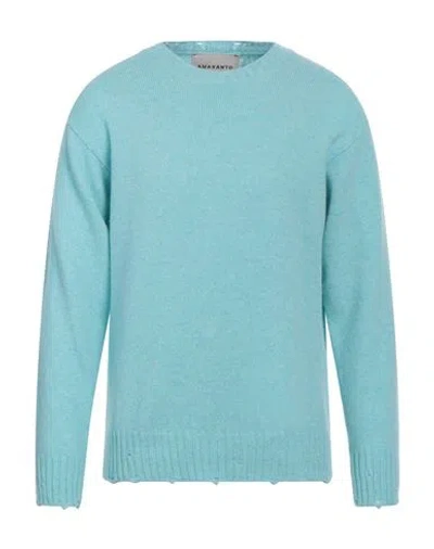 Amaranto Man Sweater Turquoise Size M Wool, Cashmere In Blue