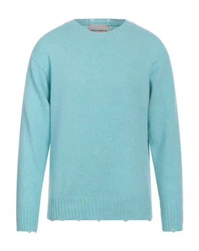 Amaranto Man Sweater Turquoise Size S Wool, Cashmere In Blue