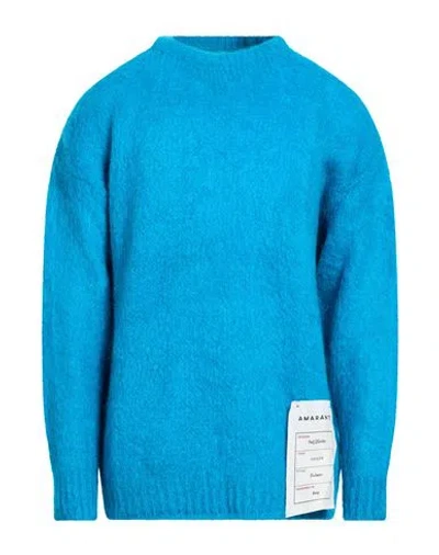 Amaranto Man Sweater Turquoise Size Xl Mohair Wool, Acrylic, Polyamide, Elastane In Blue
