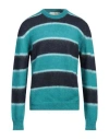 Amaranto Man Sweater Turquoise Size Xl Mohair Wool, Polyamide, Wool