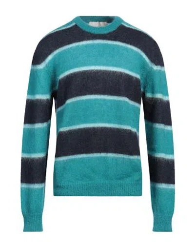 Amaranto Man Sweater Turquoise Size Xl Mohair Wool, Polyamide, Wool
