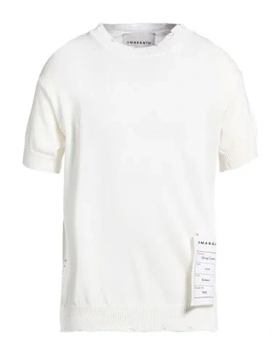 Amaranto Man Sweater White Size L Cotton In Neutral
