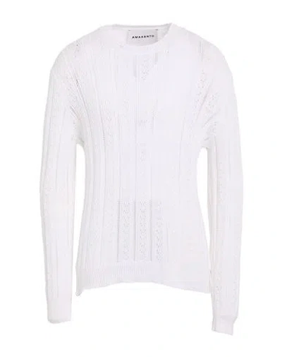 Amaranto Man Sweater White Size Xl Cotton, Polyester