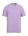 Amaranto Man T-shirt Lilac Size Xl Linen, Elastane In Purple