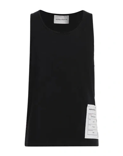 Amaranto Man Tank Top Black Size L Cotton, Elastane