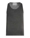 Amaranto Man Tank Top Lead Size L Linen, Elastane In Grey