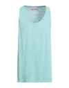 Amaranto Man Tank Top Turquoise Size Xl Linen, Elastane In Blue
