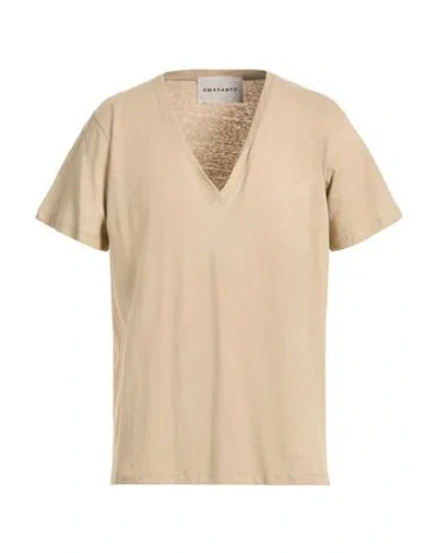 Amaranto Man T-shirt Beige Size Xxl Linen, Cotton In Neutral