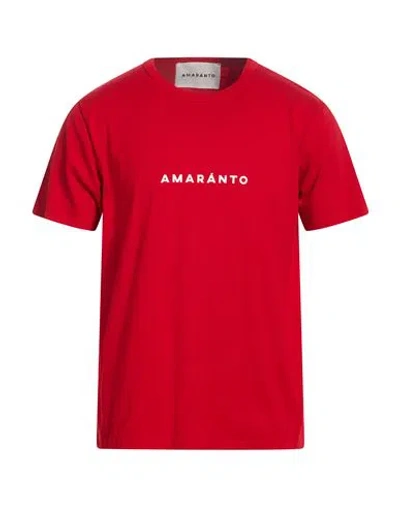 Amaranto Man T-shirt Red Size M Cotton, Elastane