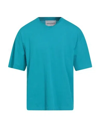 Amaranto Man T-shirt Turquoise Size S Cotton In Blue