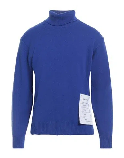 Amaranto Man Turtleneck Blue Size M Wool, Cashmere